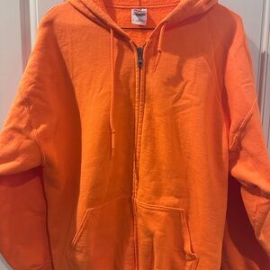 Bright Orange Zip-Up Hoodie